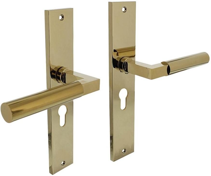 Intersteel Deurkruk Baustil op langschild 245x45mm profielcilindergat 55mm PVD messingkleur