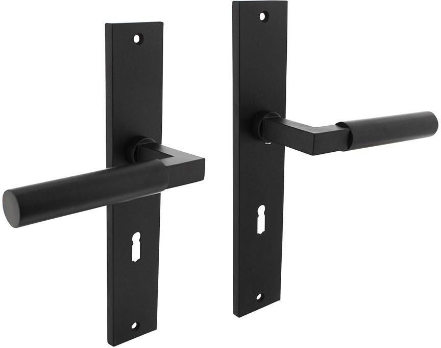Intersteel Deurkruk Baustil op schild rechthoekig 245x45mm sleutelgat 72mm zwart