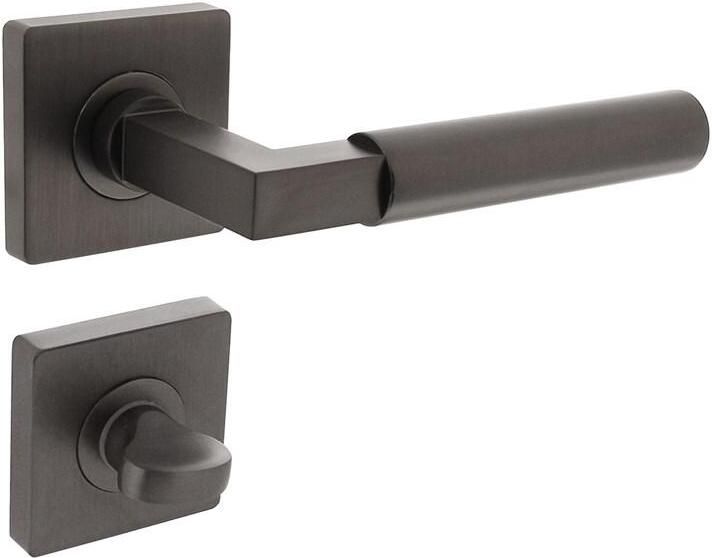 Intersteel Deurkruk Baustil op vierkante rozet met nokken 55x55x10mm en WC7mm antraciet-grijs