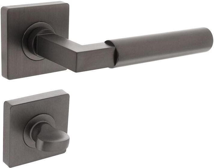 Intersteel Deurkruk Baustil op rozet verdekt55x55x10mm met nokken en WC-sluiting met stift8x8mm antraciet grijs