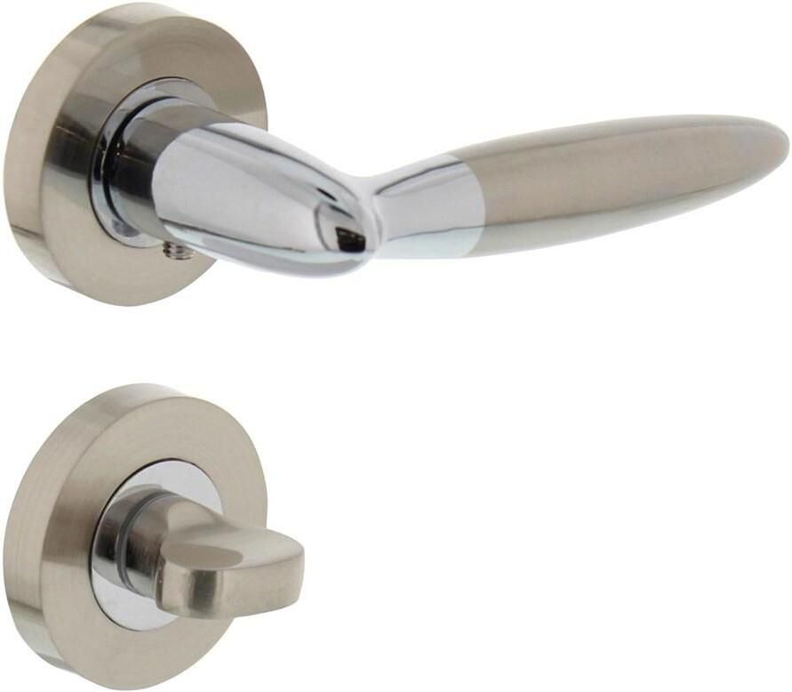 Intersteel Deurkruk Elen op rond rozet 7mm nokken met WC8mm chroom nikkel mat