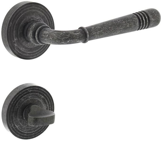 Intersteel Deurkruk Emily op rozet met WC garnituur oud grijs