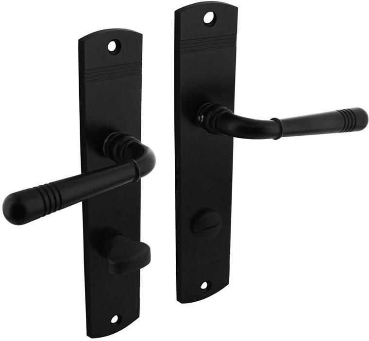 Intersteel Deurkruk Emily op schild afgerond 235x45mm wc 78 8mm zwart