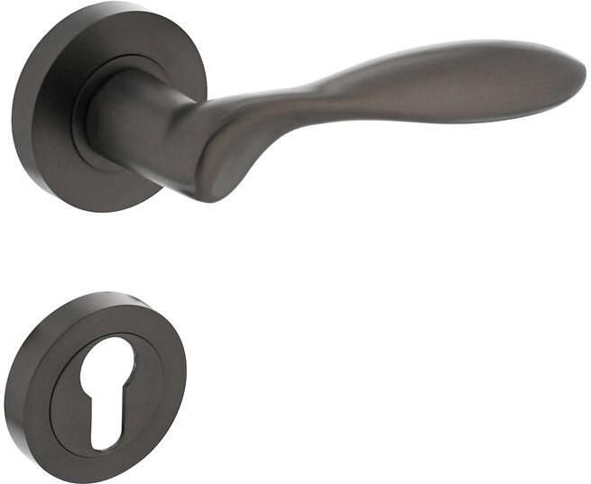 Intersteel Deurkruk George op ronde rozet met nokken ø52x10mm en profielcilinderplaatjes antraciet-grijs