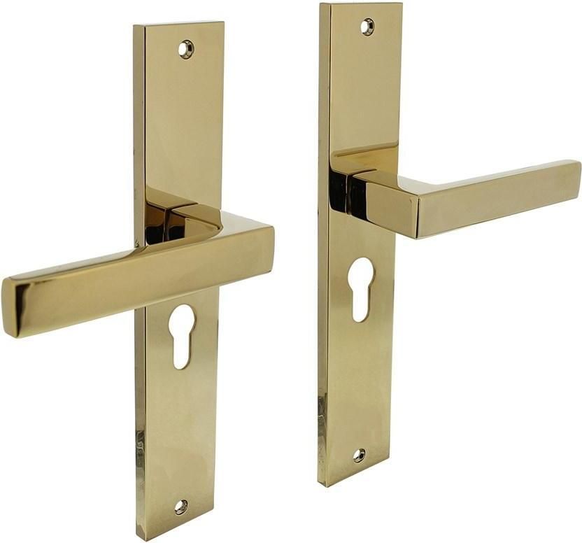 Intersteel Deurkruk Hera op langschild 245x45mm profielcilindergat 55mm PVD messingkleur