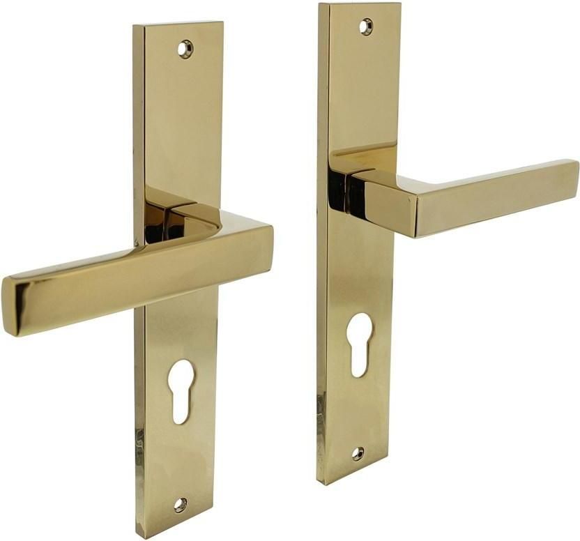 Intersteel Deurkruk Hera op langschild 245x45mm profielcilindergat 72mm PVD messingkleur