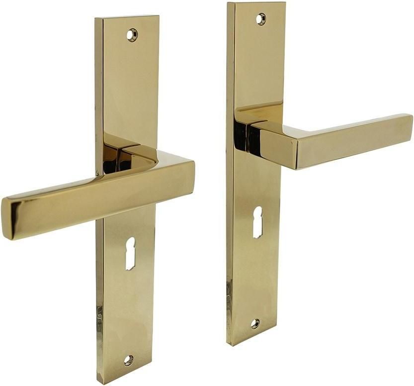 Intersteel Deurkruk Hera op langschild 245x45mm sleutelgat 56mm PVD messingkleur