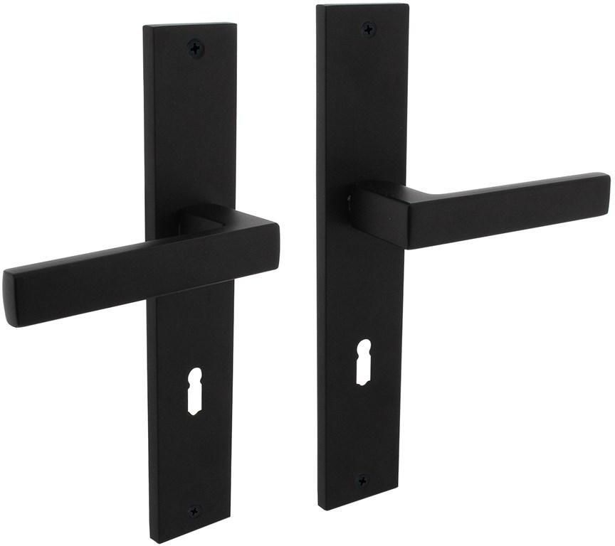 Intersteel Deurkruk Hera op langschild 245x45mm sleutelgat 72mm mat zwart