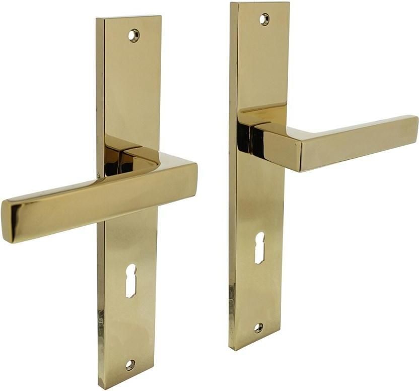 Intersteel Deurkruk Hera op langschild 245x45mm sleutelgat 72mm PVD messingkleur