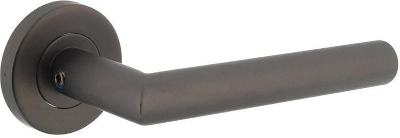 Intersteel Gatdeel rechts Hoek 90° op geveerde stalen rozet met nokken ø53x8mm rvs antraciet-grijs