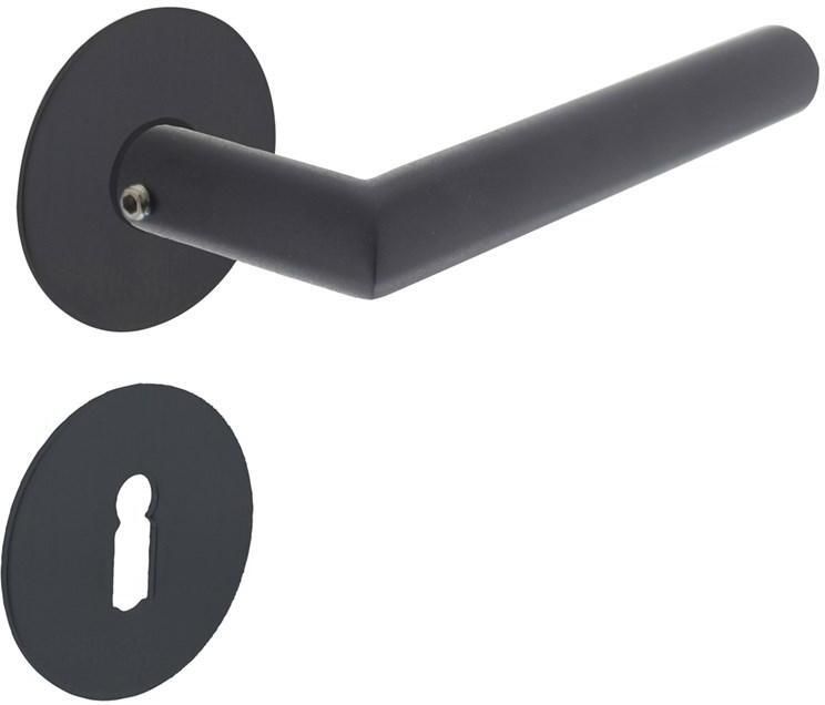 Intersteel Deurkruk Jura met rozet zelfklevend ø55x2mm en sleutelrozetten structuur zwart