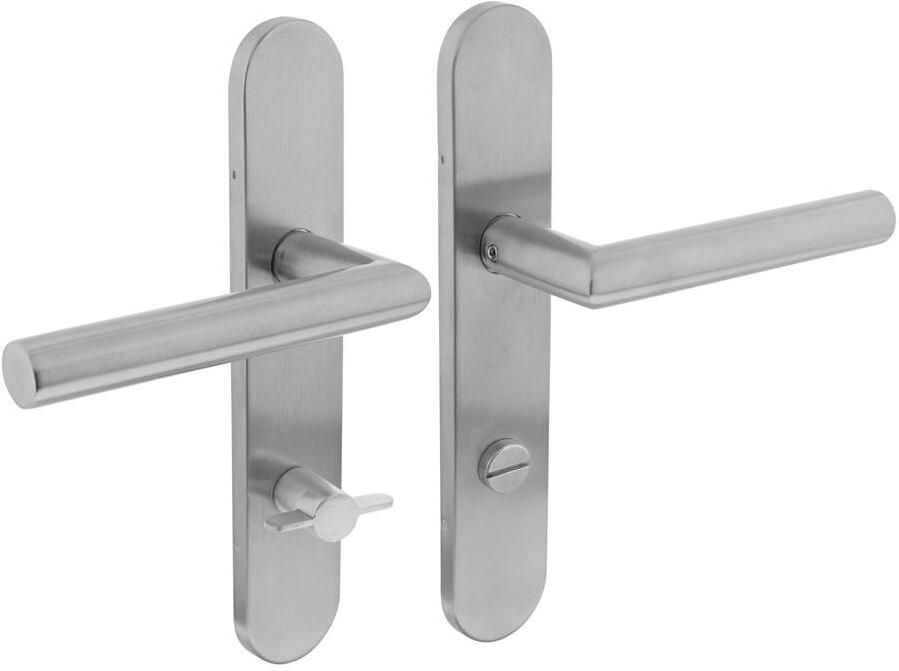 Intersteel Deurkruk Jura op schild verdekt ovaal 219x40mm met nokken wc 78 8mm rvs EN1906 4