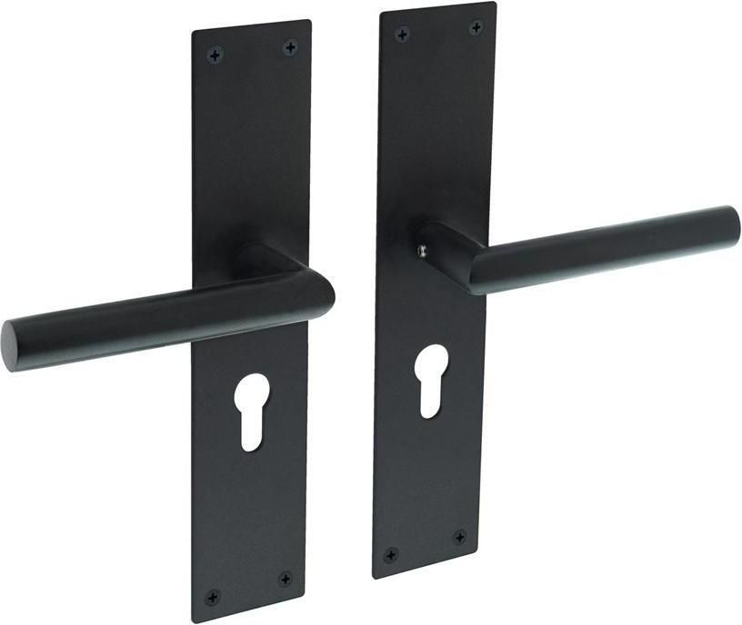 Intersteel Deurkruk Jura recht Hoek 90° met schild 250x55x2mm profielcilindergat 55mm zwart