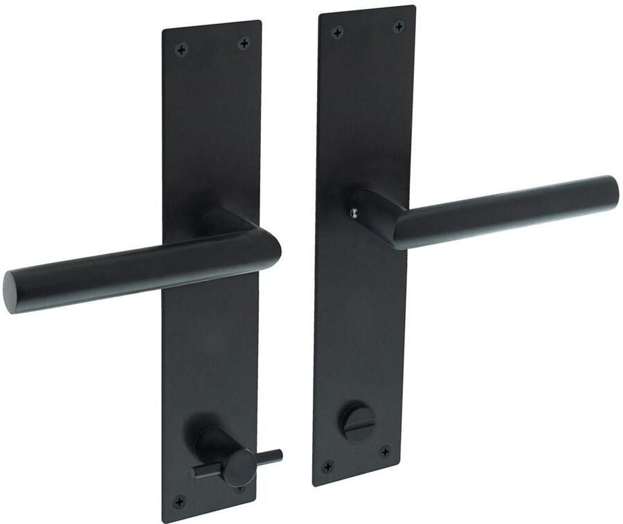 Intersteel Deurkruk Jura recht Hoek 90° met schild 250x55x2mm WC116 8 zwart