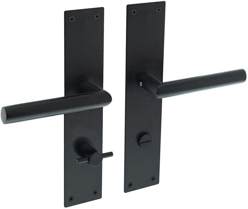 Intersteel Deurkruk Jura recht Hoek 90° met schild 250x55x2mm WC78 8 zwart