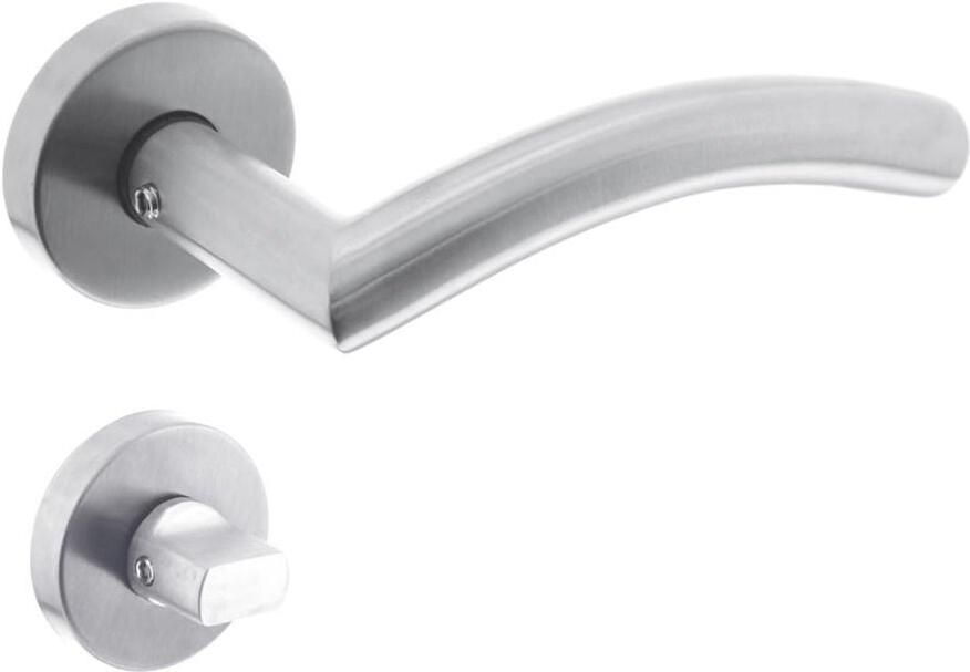 Intersteel Deurkruk Lisa hoek 90° met geveerde rozet met WC8mm ATP RVS