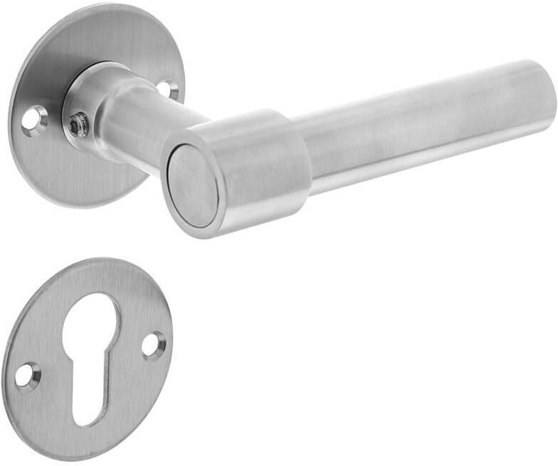 Intersteel Deurkruk L L recht met rozet ø50x2mm en cilinderrozetten rvs