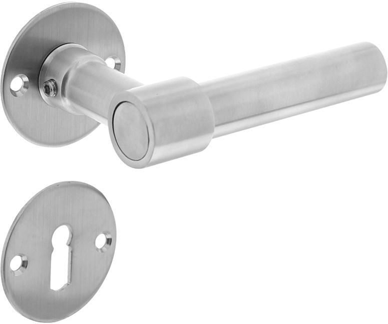 Intersteel Deurkruk L L recht met rozet ø50x2mm en sleutelrozetten rvs