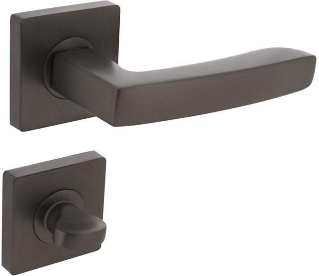 Intersteel Deurkruk Minos op vierkante rozet met nokken 55x55x10mm en WC sluiting 8mm antraciet-grijs
