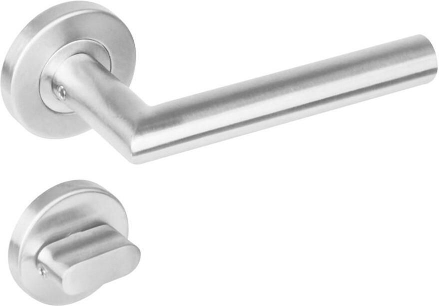 Intersteel Deurkruk Niesen geveerd op rozet ø53x8 mm + 7mm nokken met WC-sluiting 8mm rvs geborsteld