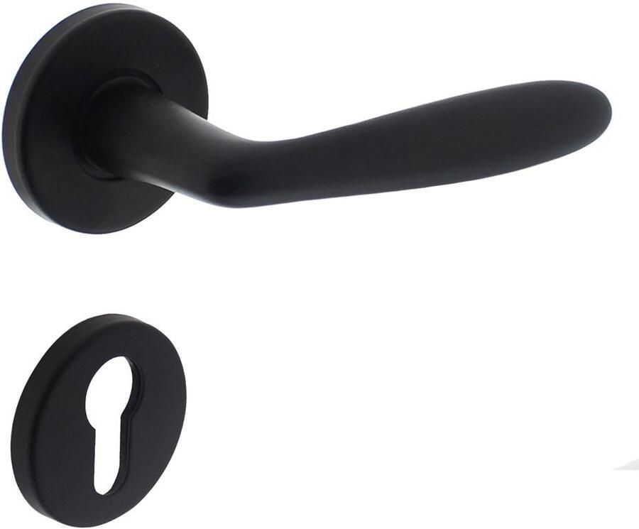 Intersteel Deurkruk Phobos op rozet + profielcilinderplaatjes mat zwart