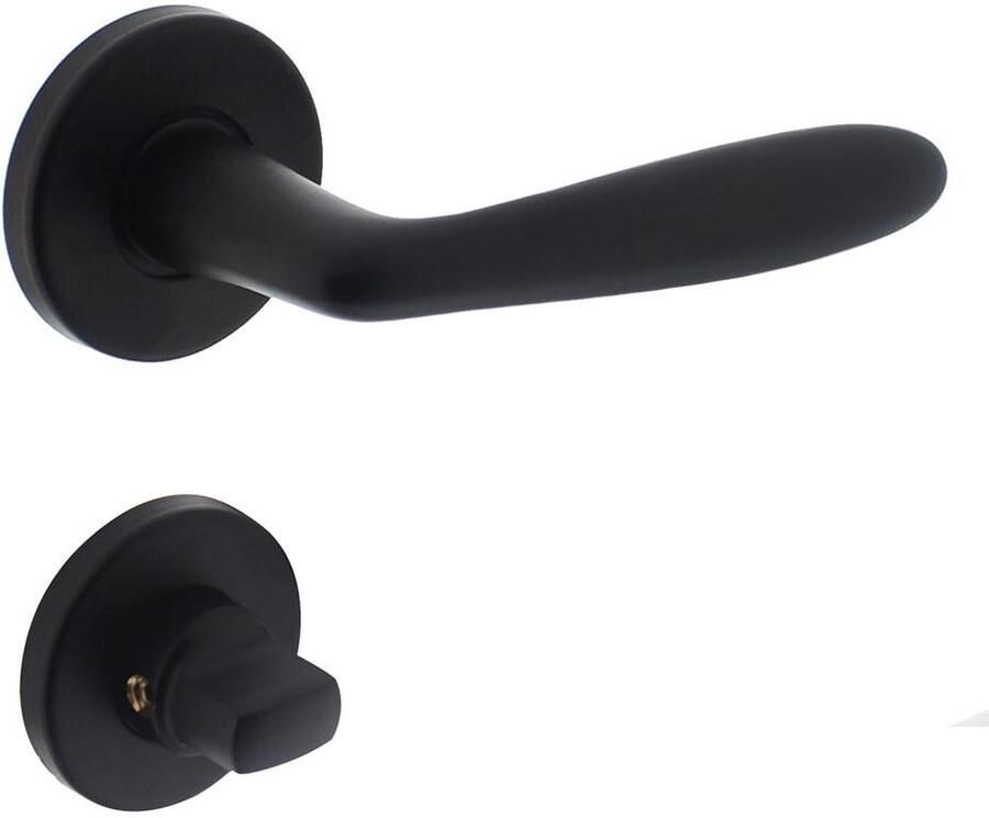 Intersteel Deurkruk Phobos op rozet + WC sluiting 8mm mat zwart
