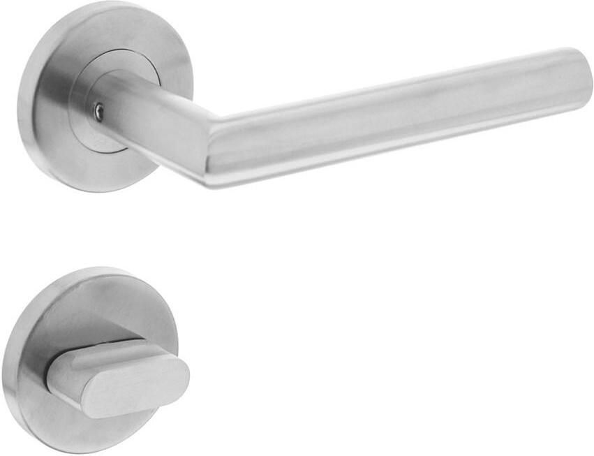 Intersteel Deurkruk recht Hoek 90°op rond rozet 55mm plus 7mm nokken met WC8mm RVS EN1906 4