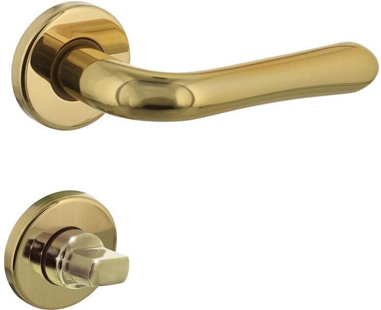 Intersteel Deurkruk Saturnus op rozet verdekt ø49x7mm en WC-sluiting met stift 8x8mm messing gelakt