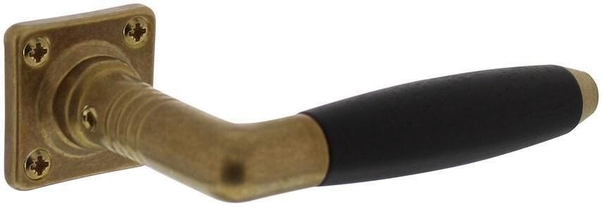 Intersteel Deurkruk Ton 400 met rozet 38x38x7mm messing getrommeld ebbenhout