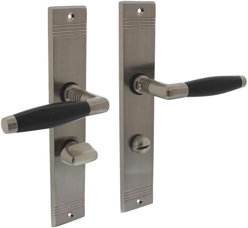 Intersteel Deurkruk Ton basic met schild groef 235x43x5mm WC63 8mm mat nikkel ebbenhout