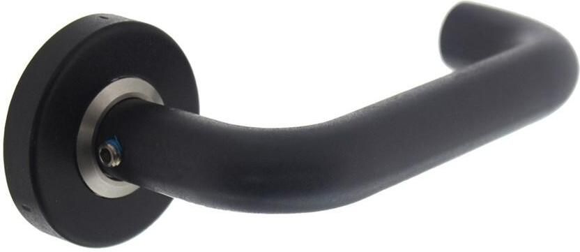 Intersteel Gatdeel deurkruk Bern op ronde rozet met ring met veer RVS mat zwart