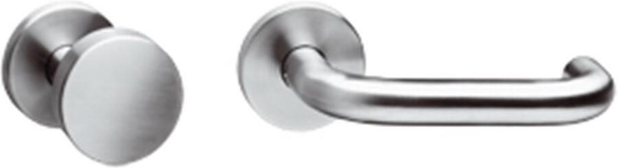 Intersteel Knop kruk garnituur rechts rond met profielcilindergat plaatjes RVS