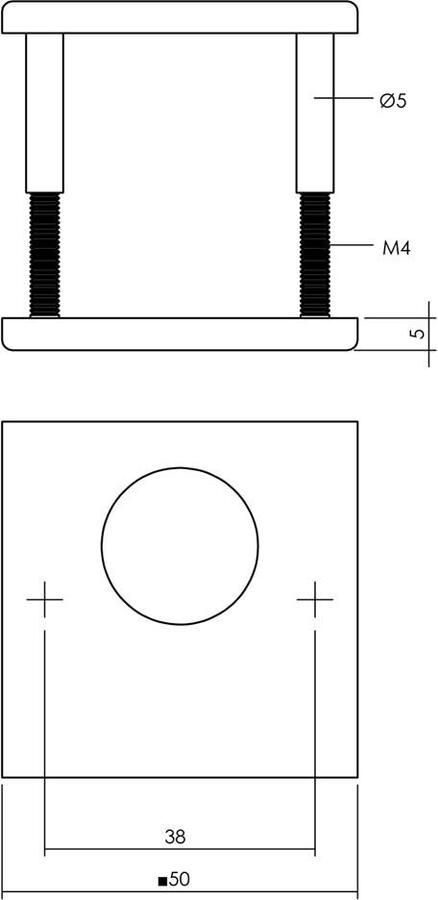 Intersteel Rondcilinderrozetten verdekt 50x50x5mm structuur zwart