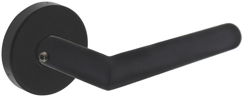 Intersteel Set achterdeurbeslag rond deurkruk Jura met massieve rozetten rvs mat zwart