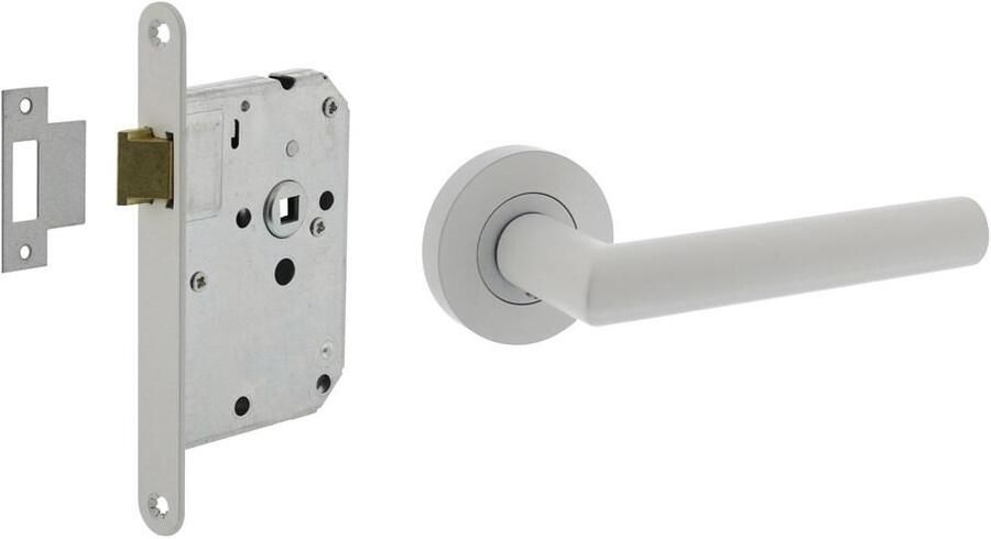 Intersteel Set loopslot wit met deurkruk Bastian op rozet ø52x10mm wit