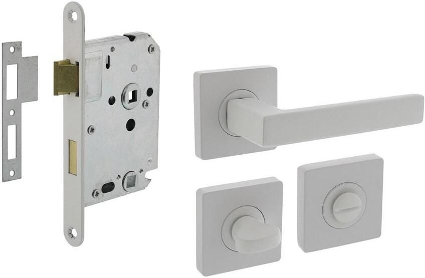 Intersteel Set toiletslot 63 8mm wit met deurkruk Hera op rozet 55x55mm en WC-sluiting wit