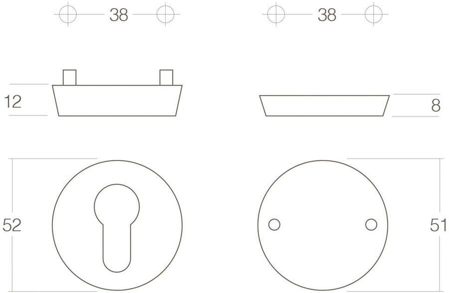Intersteel SKG3 veiligheid-rozet rond bu profielcilindergat bi blind RVS