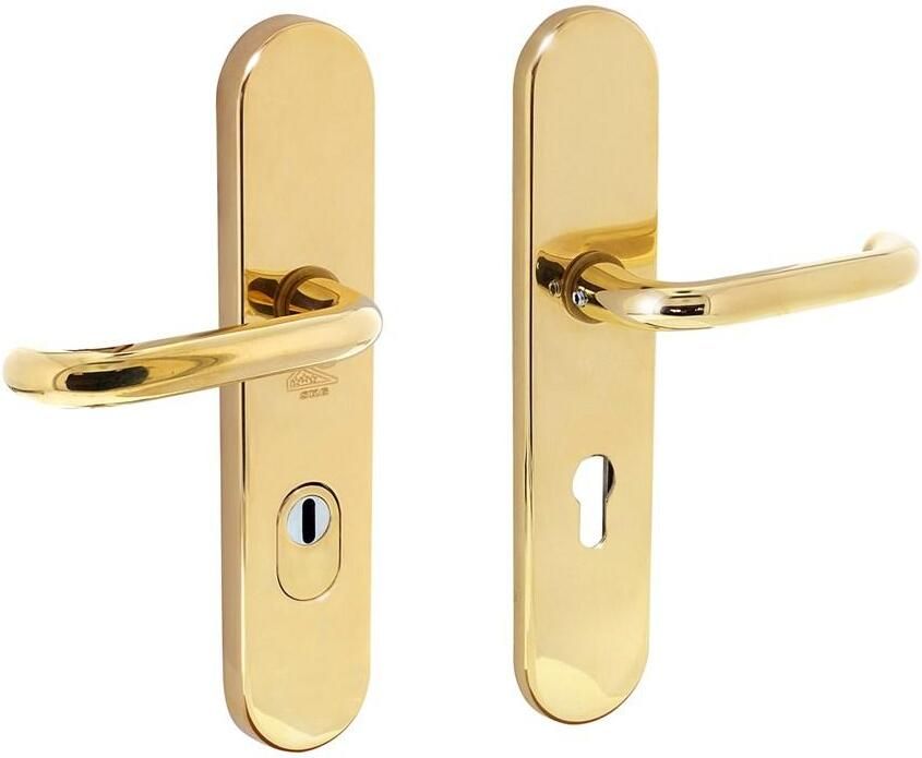 Intersteel Veiligheidsbeslag ovaal kruk kruk profielcilindergat 72mm SKG*** met kerntrekbeveiliging messing ong