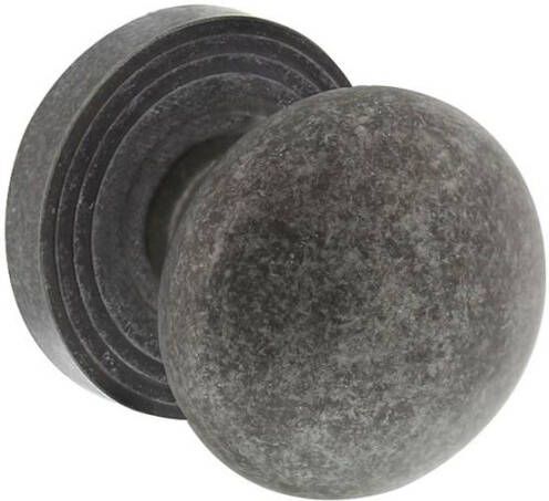 Intersteel Knop op rozet NM vast gemonteerd met ril oud grijs