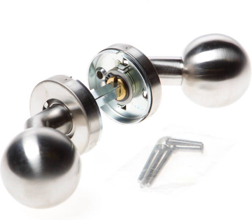 Intersteel Knopkruk bol schuin op rozet+ring+veer rvs