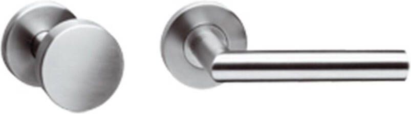 Intersteel Knop kruk garnituur rechts recht Hoek 90°met profielcilindergat plaatjes RVS