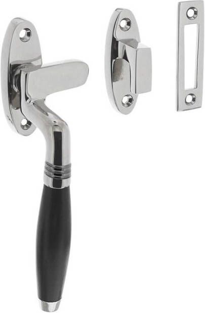 Intersteel Raamsluiting Ton links met sluitplaat en sluithaak chroom ebbenhout
