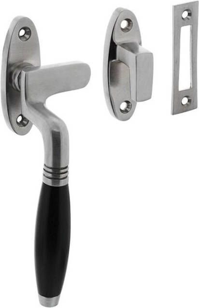 Intersteel Raamsluiting Ton links met sluitplaat en sluithaak chroom mat ebbenhout