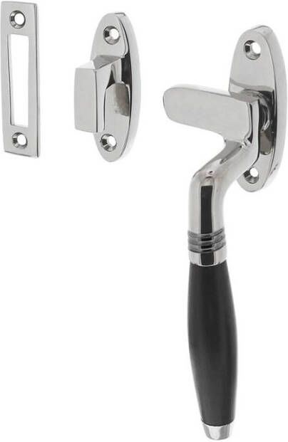 Intersteel Raamsluiting Ton rechts met sluitplaat en sluithaak chroom ebbenhout
