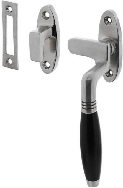 Intersteel Raamsluiting Ton rechts met sluitplaat en sluithaak chroom mat ebbenhout