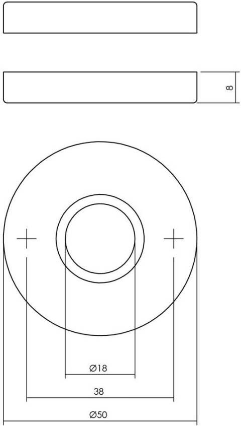 Intersteel Rozetten messing verdekt ø50x8mm messing zwart