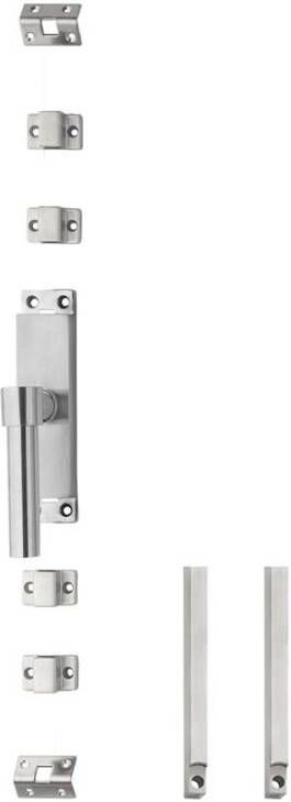 Intersteel Set kruk-espagnolet links L-recht inclusief stangenset 2x 1245mm rvs geborsteld