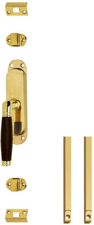 Intersteel Set kruk-espagnolet links Ton 222 inclusief stangenset 2x 1250mm messing ongelakt ebbenhout