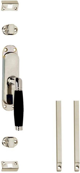 Intersteel Set kruk-espagnolet rechts Ton 222 inclusief stangenset 2x 1250mm nikkel ebbenhout