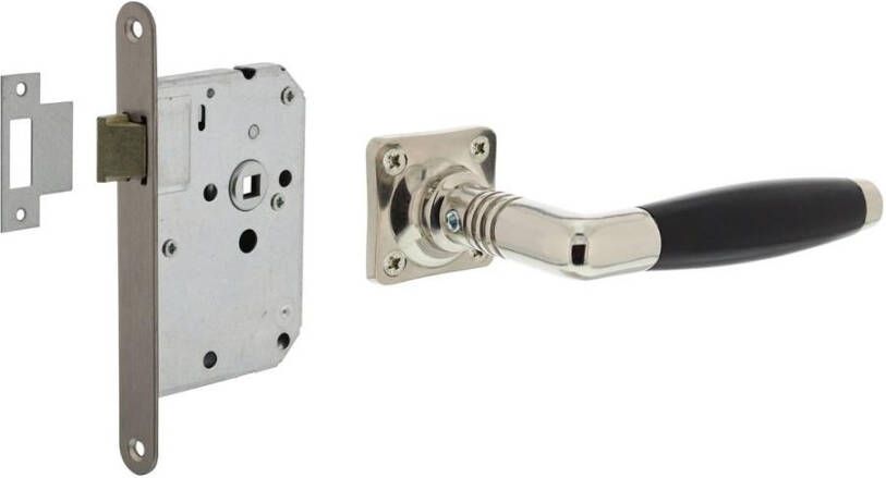 Intersteel Set loopslot rvs met deurkruk Ton basic op rozet 38x38mm nikkel